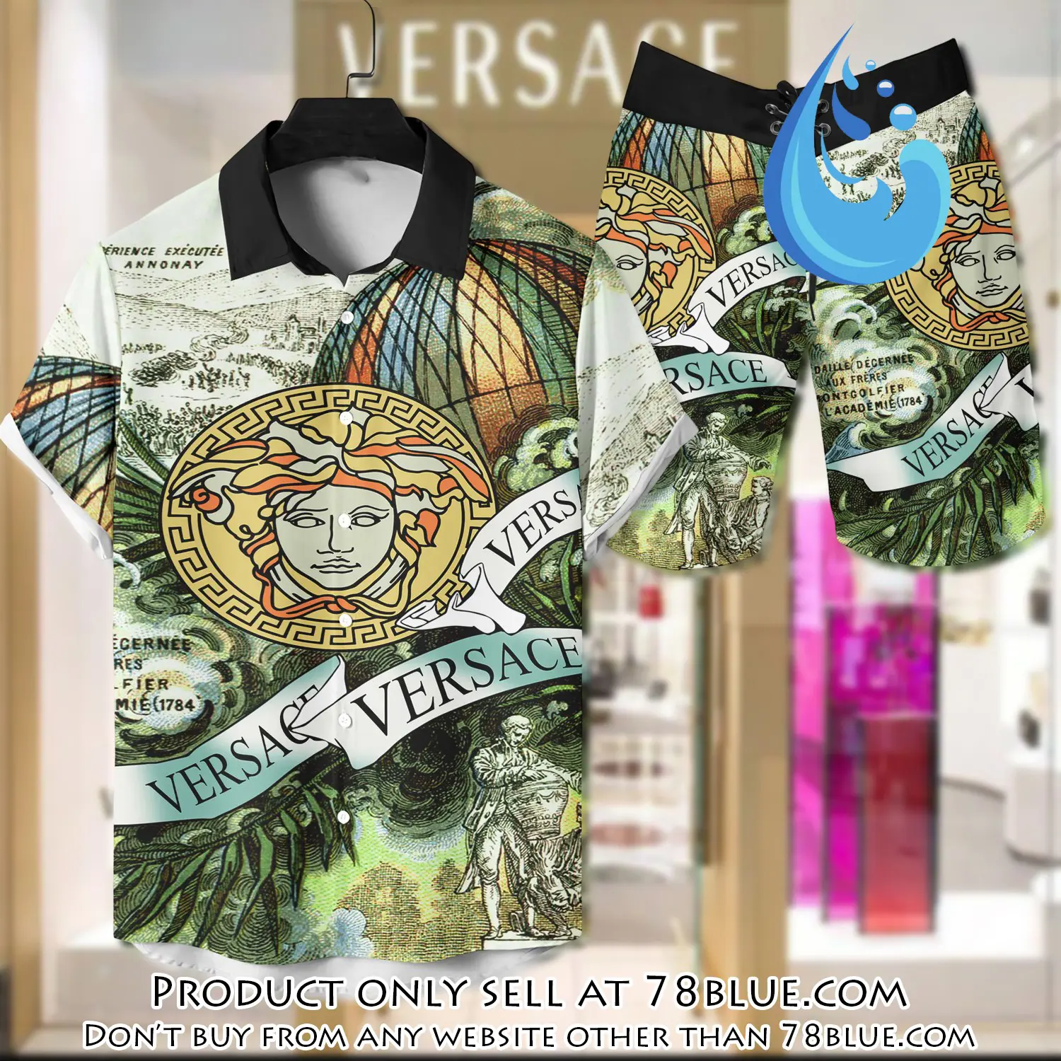 Versace luxury hawaiian shirt & short set lhs1216 78b5922872